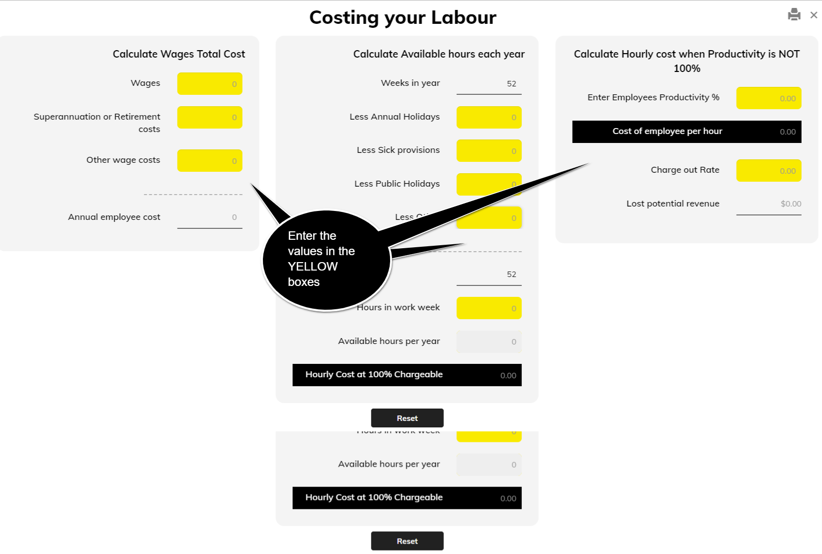 Calculate your labour cost Labour Cost